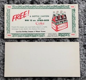 Cola Soda Gutschein Vintage Original Händler Werbekarte Coupon 50er Jahre NOS - Bild 1 von 3
