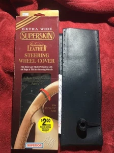 Steering Wheel Cover Genuine Leather Made In USA Vintage 1995 Dark Blue Lace On - Bild 1 von 1