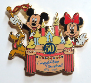 Disney Pin 39983 WDW Congratulations Disneyland 50 Years Mickey Minnie Pluto LE