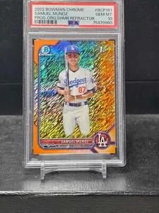 2022 BOWMAN CHROME SAMUEL MUNOZ ORANGE SHIMMER REFRACTOR ROOKIE #D 18/25 PSA 10 - Picture 1 of 1