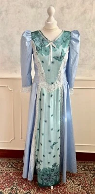 Costume fiaba blu turchese pizzo farfalla vintage occasione abito boho 12 - Immagine 1 di 4