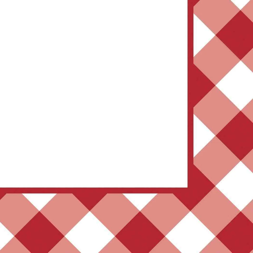 Gingham Galore Red White Check Picnic BBQ Cookout Party Paper Beverage Napkins - Image 1 of 1