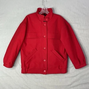 Woolrich Women Coat Size Small 100% Pure Virgin Wool Jacket Red - Picture 1 of 11