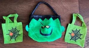 NEW!~Halloween Costume~Frankenstein & Spider Web Candy Bags/Totes~Set of 3 - Picture 1 of 1