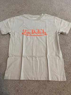 Camisa Von Dutch Grande Marrón Naranja Estampado Logo Gráfico Camiseta Informal NUEVA Foto 1 de 3