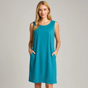 Title Nine unkonventionelles Kleid XL türkis Nimblene lasergeschnittene Taschen UPF 50+ neu mit Etikett - Bild 1 von 8