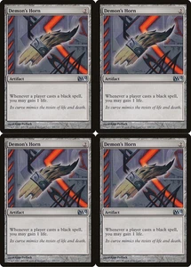 4x MTG 2011 DEMON'S HORN M12 - ARTIFACT UNCOMMON - MAGIC CARD x4 Kopien - Bild 1 von 2