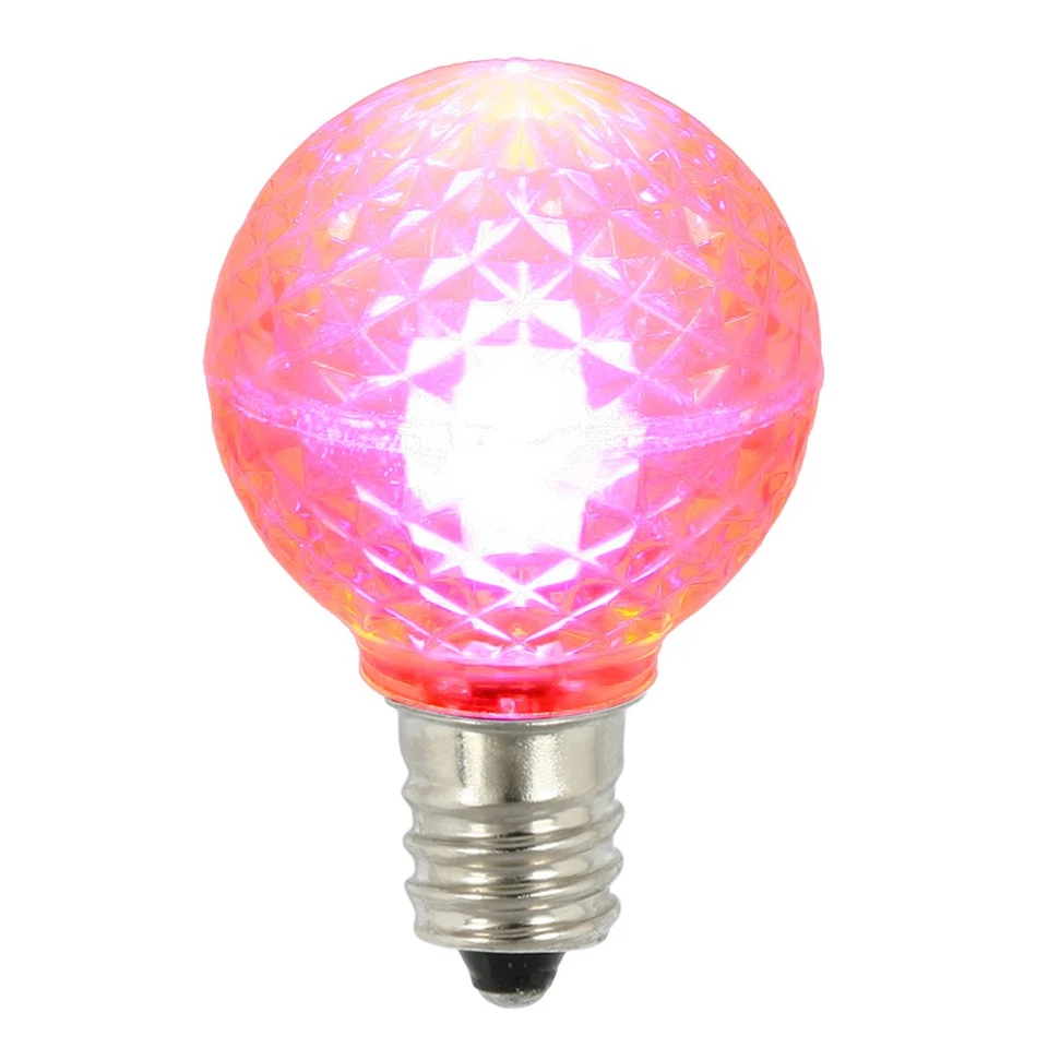 Vickerman G30 Faceted LED Pink Bulb E12 .38W 25/Bx - XLEDG39-25 - Image 1 of 1