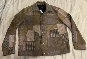 Banana Republic Patchwork Jacket Wool Blend Barn Coat sz L NWT MSRP $190 - Picture 1 of 4