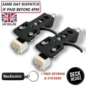 2 x Black Headshell With AT3600L Cartridge & Replacement Stylus + FREE GIFTS - Picture 1 of 6