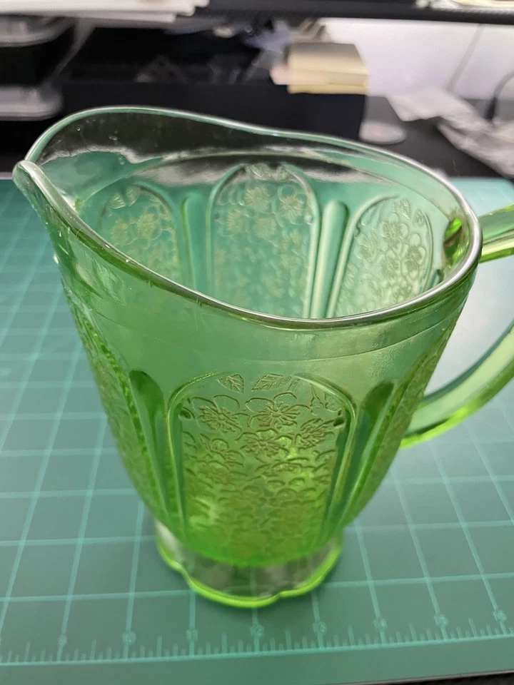 Vintage Uranium Depression Jeanette Cherry Blossom Pitcher - Image 1 of 4