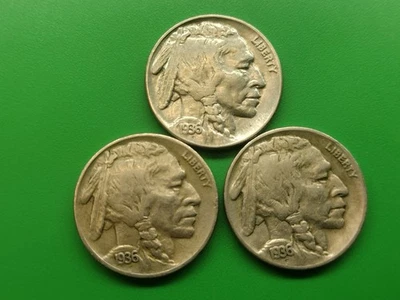 1936 PDS Buffalo Nickel Set. Best. Actual Coins. 118m 24m 14m Minted - Image 1 of 2