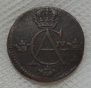 1806 SWEDEN 1/4 SKILLING COPPER COIN  - Picture 1 of 2