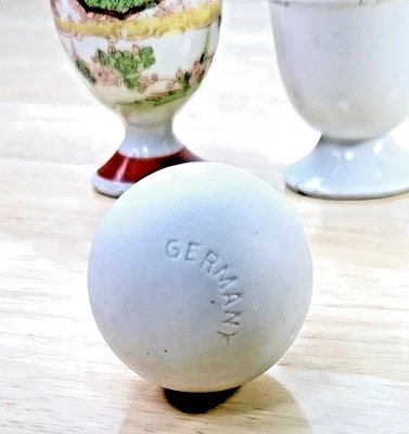 2 Antique Glass Eggs Japanese Geisha Gold Ring Porcelain Rice Cups Early 1900s - Image 1 of 4