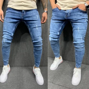 Herren Trendy Skinny Stretch Jeans Skinny Mid Waist Mode Denim Hose - Bild 1 von 4