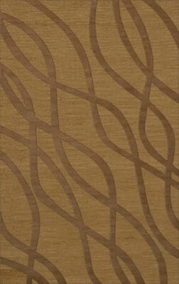 Yellow Transitional Hand Hooked Waves Lines Stripes Area Rug Abstract DV10 - Image 1 of 2