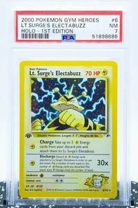 PSA 7 LT. SURGE'S ELECTABUZZ 6/132 1st Edition Holo Gym Heroes - Pokemon Card - Bild 1 von 3