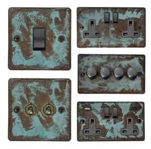 Interruptores de luz de placa plana Verdigris FVB-BB, enchufes, atenuadores, cocina, fusible - Imagen 1 de 45