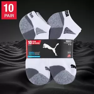 Puma Men's No Show Low Cut Socks 10 Pair White or Black - Picture 1 of 12
