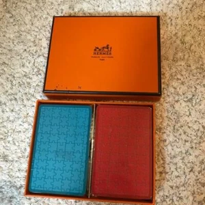Hermes Playing Cards Puzzle Unused 2 Sets blue red - Picture 1 of 2