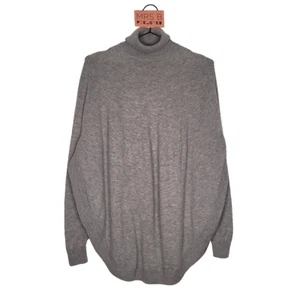 Cos Jumper Small Cashmere Wool Blend Grey Roll Neck Oversized Soft Shaped Hem - Picture 1 of 13