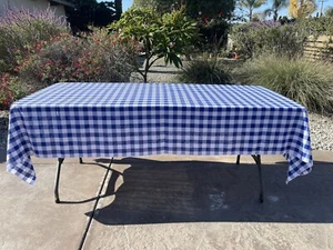 100% Polyester Checkered Tablecloth Fabric Navy Blue Gingham Table Cover US MADE - Picture 1 of 5