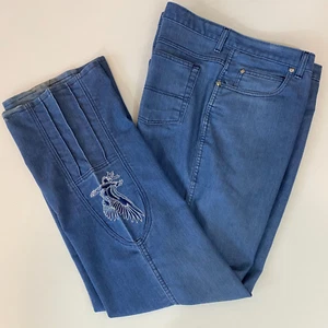 Vintage 70s/80s Mens Jeans Size 40x33 (38) Bootcut Eagle Embroidered - Picture 1 of 8