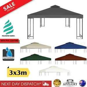 Gazebo Replacement Top Cover 310GSM 3x3m Outdoor Garden Waterproof 2-Tier Vent - Picture 1 of 42