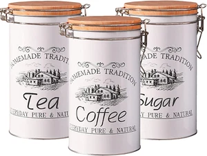 Danmu Art - 1000Ml Tea Coffee Sugar Canisters Set of 3 - Kitchen Food Storage St - Picture 1 of 12