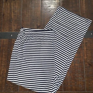 NWT Ekouaer Pajama Sleep Lounge Pants Maternity Sz L Large Stripe Black White - Picture 1 of 4