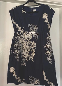 CREWCUTS Navy Cotton Dress Ivory Embroidery-14 - Picture 1 of 7