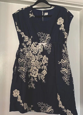 CREWCUTS Navy Cotton Dress Ivory Embroidery-14 - Image 1 of 4