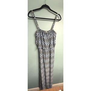 Soma langes Kleid blau geometrisch elastisch Oberteil weich bequem weich Gr. Medium - Bild 1 von 4