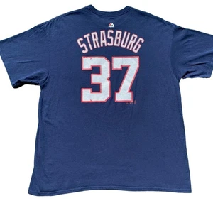 Washington Nationals MLB Stephen Strasburg Majestic Baseball Blue Shirt Size 2XL - Picture 1 of 6