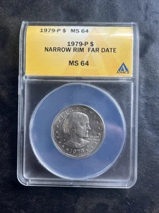 1979-P Susan B. Anthony Dollar Narrow Rim Far Date ANACS MS-64 - Picture 1 of 4
