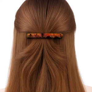 Fiery Orange Dichroic Barrette - Sparkling Handmade Hair Clip for Her - Picture 1 of 6