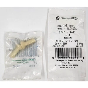 Crown Bolt 1/4" X 3/4" Nylon Machine Screw Slotted 2 Pack Lot of 2 - Picture 1 of 3