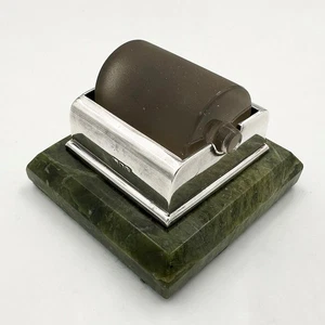 RARE EDWARDIAN STAMP MOISTENER STERLING SILVER MARBLE LONDON 1902 SAMPSON MORDAN - Picture 1 of 10