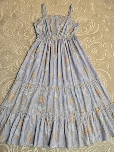 NWT Lapogee Blue Empire Waist Smocked Floral Chiffon Dress Sz XL Lined - Picture 1 of 11