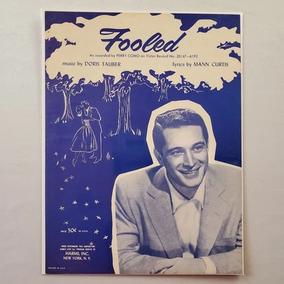 Fooled 1955 Sheet Music Piano Ukulele Vocal Perry Como Harms Tauber Curtis VTG - Image 1 of 4
