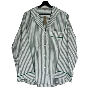 NWT J Crew Women's Pajama Set Size L Green Striped 100% Cotton CF407 - Picture 1 of 15