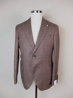 (SIN IMPUESTO ADUANERO) LUIGI BIANCHI Abrigo deportivo pata de gallo lana marrón seda lino 40 Foto 1 de 4