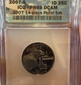 2007 S Idaho Silver Quarter ICG PR 69 DCAM 25C - Picture 1 of 4