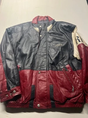 Perry Ellis America Leather Jacket Colorblock Bomber Heavyweight Mens Sz Large - Image 1 of 4