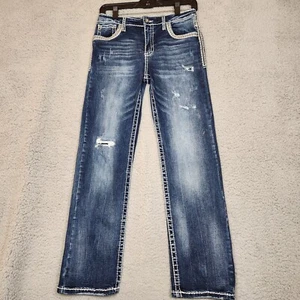 ANSWER ME Boys Youth Collection Size 16 (28X28) Blue Jeans Distressed Fat Stitch - Picture 1 of 18