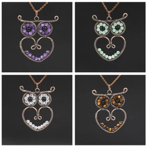 1pc Natural Quartz Crystal Owl Pendant Energy Reiki Healing Amulet - Picture 1 of 11