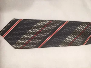 Wembley Tie Red Grey Black Stripes MENS Necl - Picture 1 of 2
