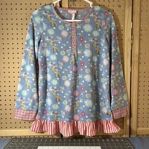 Matilda Jane Pajama Top 16 Once Upon A Time Sleep Tight Pink Blue Floral Deer - Picture 1 of 9