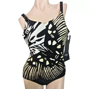 NEU MIT ETIKETT FANTASIZER BADEMODE 12D EINTEILER GEO ABSTRAKT BEIGE/SCHWARZ/WEISS mit GOLD - Bild 1 von 10