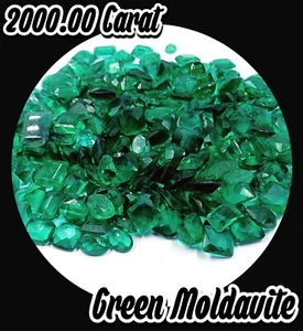 2000Ct Earth Mined Green Moldavite Mix Shape Lot Certified Loose Gemstone 25S - Picture 1 of 15